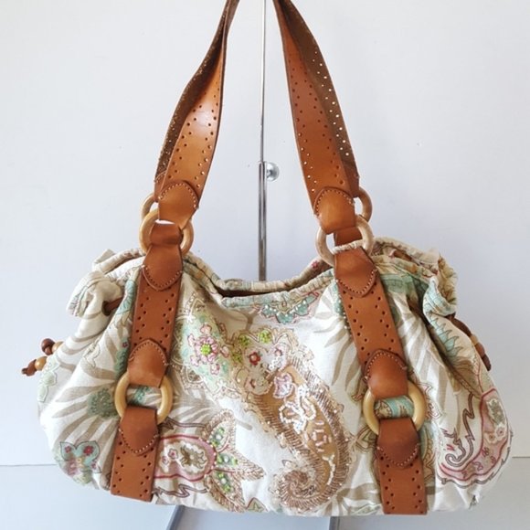 Fossil Beaded Canvas & Leather Bag - Picture 6 of 14